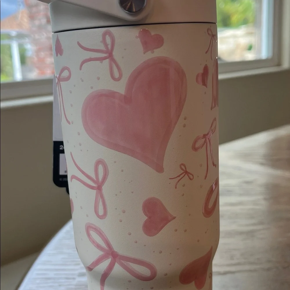 Hydrapeak Pink Ribbons Bows Artisan Collection Water Bottle Valentines Tumbler